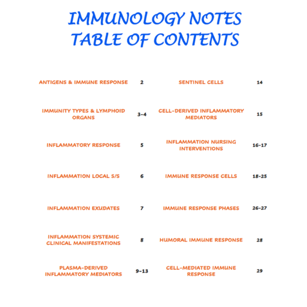 Immunology Nursing Notes