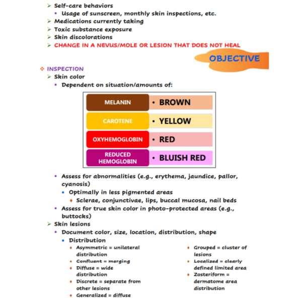 Integumentary nursing notes