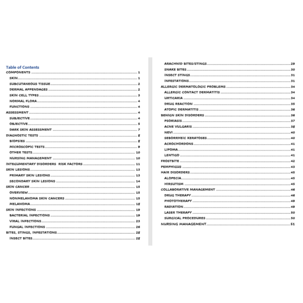 INTEGUMENTARY SYSTEM & DISORDERS NURSING STUDY GUIDE