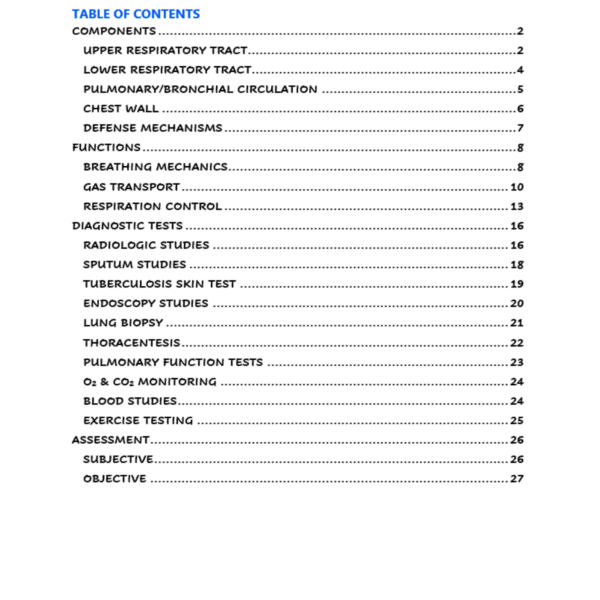 Respiratory System Nursing Notes