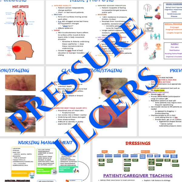 Nursing Notes Bundle for Integumentary System/Disorders, wound healing, burns, & pressure ulcers